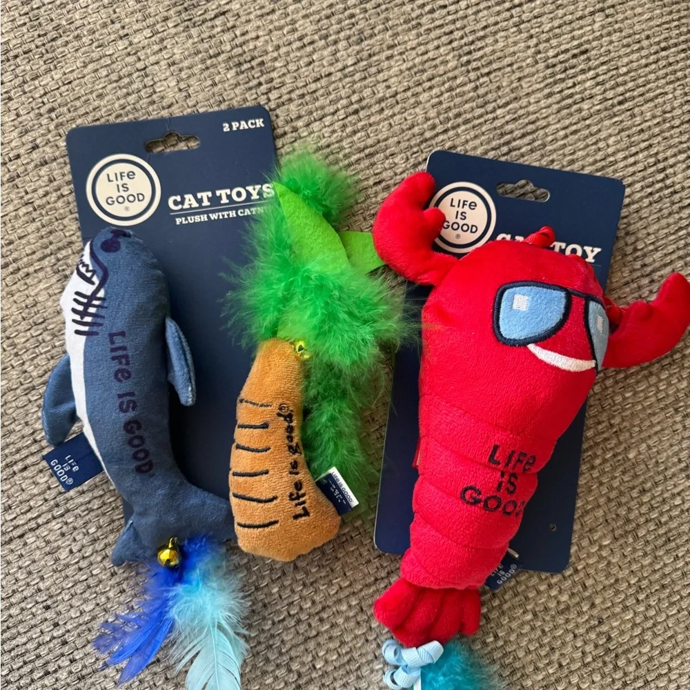 Life is Good shark and Lobster Cat Toy - Red